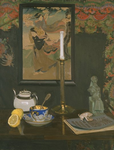Stilleven met kandelaar door Rudolf Vejrych