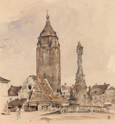 Het oude stadhuis van Korneuburg door Rudolf von Alt