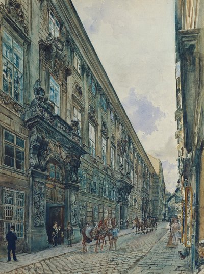 Het winterpaleis van prins Eugenius van Savoye in de Himmelpfortgasse in Wenen door Rudolf von Alt