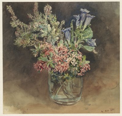 Glas met alpenbloemen door Rudolf von Alt