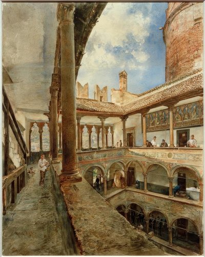 Binnenplaats van het Castello del Buonconsiglio in Trento door Rudolf von Alt