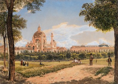 Uitzicht op de St. Charles-kerk en het Polytechnisch Instituut in Wenen, 1831 door Rudolf von Alt