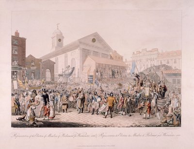 Verkiezing in Covent Garden, Londen, 1818 door Rudolph Ackermann
