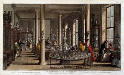 Interieur van een Wedgwood porseleinwinkel in Londen Lithografie door R. Ackermann door Rudolph Ackermann