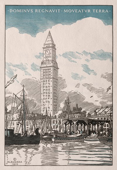 De Custom House Tower vanaf de Waterside door Rudolph Ruzicka