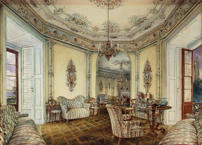 Interieur van de Salon van een Kasteel in Obertwaltersdorf door Rudolf von Alt