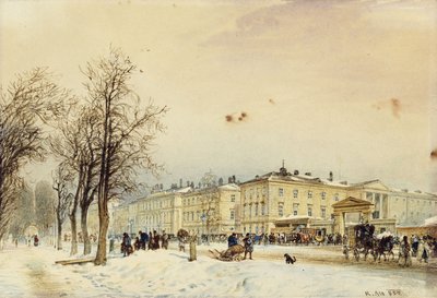 Het Noordstation, Wenen; Der Nordbahnhof, Wien, 1852 door Rudolf von Alt