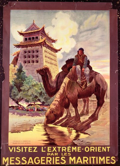 Kamelen drinken voor de poorten van Peking, poster ter promotie van de 