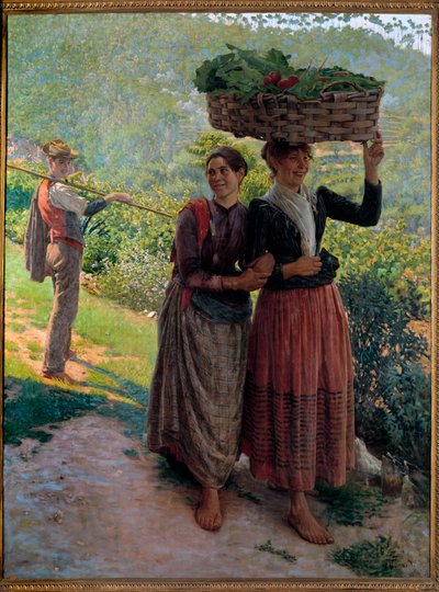 Leven op het platteland, Verleidingsscène in de wijngaarden van Toscane door Ruggero Focardi