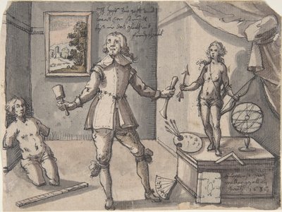 De kunstenaar in zijn atelier, 1636 door Ruprecht Bartz
