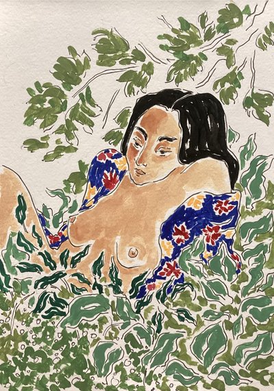 Vrouw in het gebladerte door Rushati Chowdhury