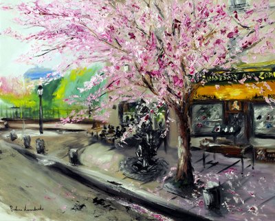 Kersenbloesems bij Shakespeare & Company Parijs door Ruslana Levandovska
