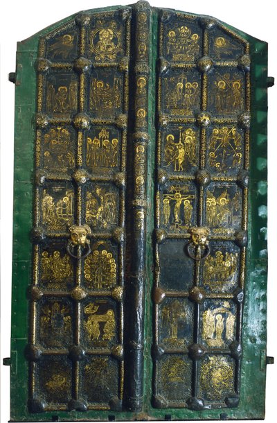 Gouden poorten van de Kathedraal van de Geboorte in Soezdal, begin 13e eeuw door Russian Master
