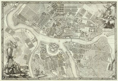 Kaart van Petersburg Boek ter gelegenheid van de 50e verjaardag van de oprichting van Sint-Petersburg, 1753 door Russian Master