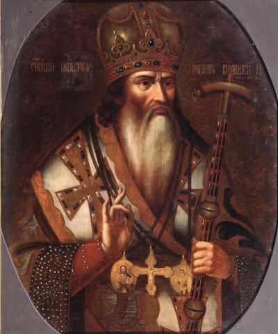 Portret van Joachim, patriarch van Moskou 1674-1690, eind 17e eeuw door Russian Master