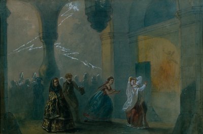 Decorontwerp voor het toneelstuk De Storm van A. Ostrovsky, midden 19e eeuw door Russian Master