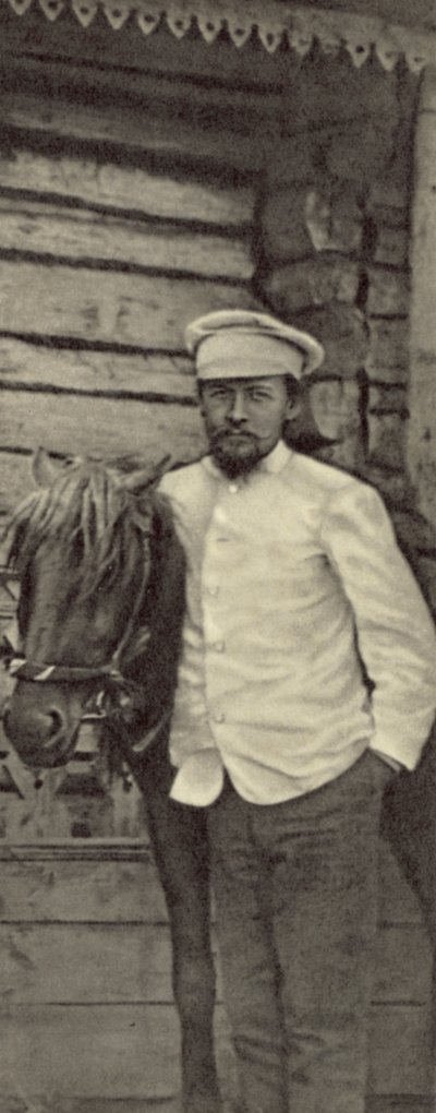 Anton Tsjechov op zijn landgoed Melikhovo, Rusland, juni 1898 door Russian Photographer