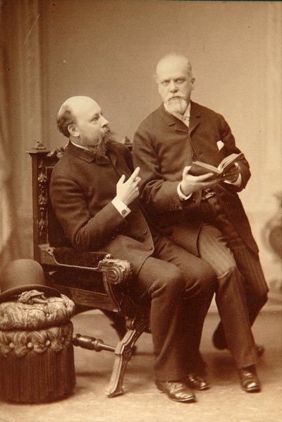 Kunstenaar Pavel Vassilievich Shukovsky (1846-1912) Historicus Alexander Onegin (Otto) in Weimar. Albumine Foto door Russian Photographer