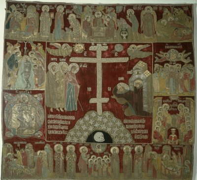 Verschijning van de Maagd aan St. Sergius, 1525 door Russian School