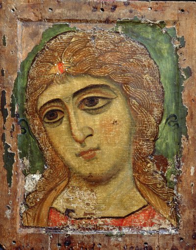 Aartsengel Gabriël (Engel met gouden haar) Russische icoon, 12e eeuw door Russian School