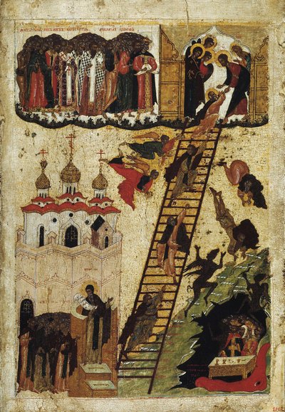Hemelse ladder van St. John Climacus door Russian School