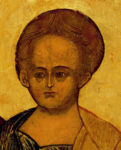 Icoon die het hoofd van Christus uitbeeldt, c.1550 (detail) door Russian School