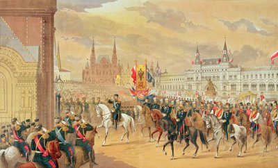 Huwelijk van Tsaar Nicolaas II met Alexandra, Moskou, 1896 door Russian School
