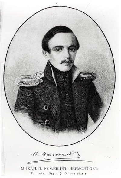 Mikhail Yuryevich Lermontov (1814-41) door Russian School