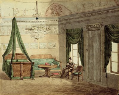 Neoklassieke Slaapkamer, 1819 door Russian School