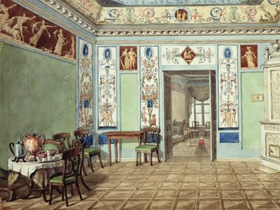 Neoklassieke Etruskische Ontbijtkamer, 1820 door Russian School