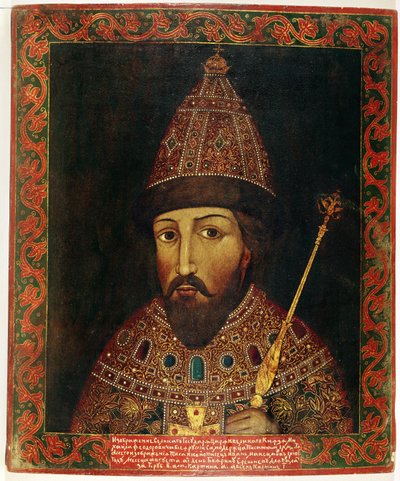 Portret van Tsaar Michael Fyodorovich Romanov (1596-1645) van Rusland door Russian School