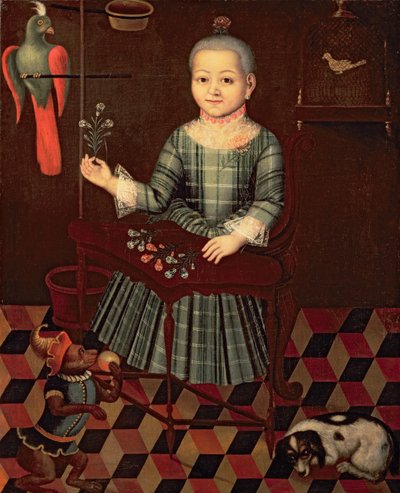 Portret van een klein meisje door Russian School