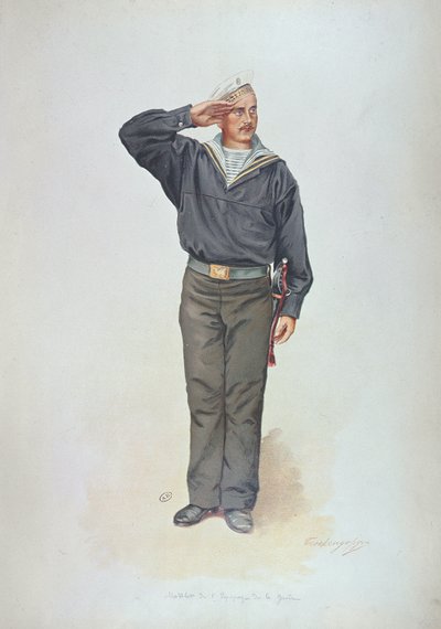 Russische matroos in het uniform van de Russische marine aan het einde van de negentiende eeuw door Russian School