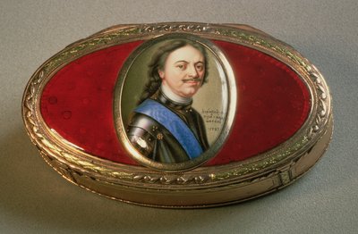 Snuffeldoos met portretminiatuur van Peter de Grote, 1727 door Russian School