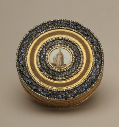 Snuffbox met latere miniatuur van een monument voor Catharina II, door Johann Gottlieb Scharff, St. Petersburg, 1776 door Russian School