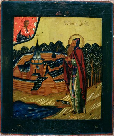 St. Antonius van Dym, late 17e eeuw door Russian School