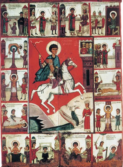 Sint Joris met scènes uit zijn leven, 14e eeuw door Russian icon.