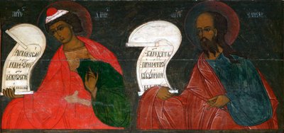 De profeten Daniël en Elisa, 16e eeuw door Russian icon.