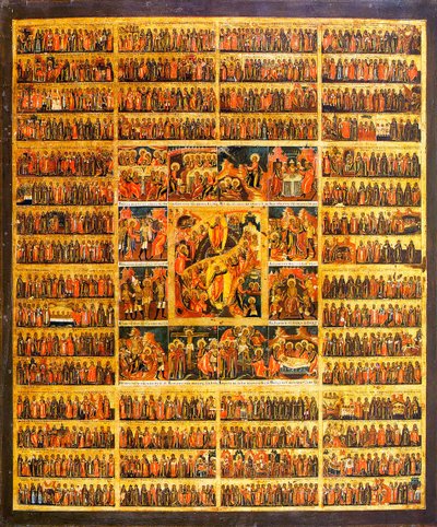 Jaar Kalender met de Scènes van de Passie van Christus door Russian icon.