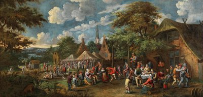 Dorpskermis, circa 1700 door Rutger Verburgh