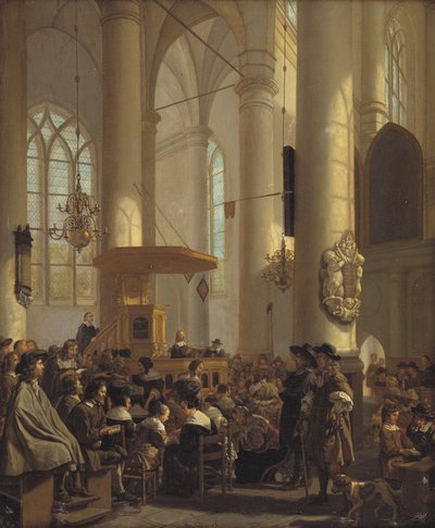 Interieur van een Nederlandse kerk door Rutger van Langevelt