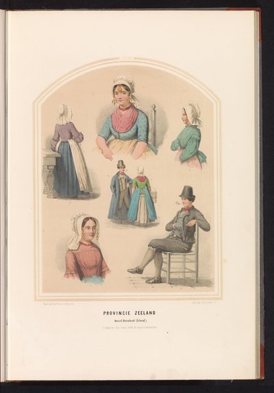 Klederdracht van Noord-Beveland in Zeeland, 1857 door Ruurt de Vries