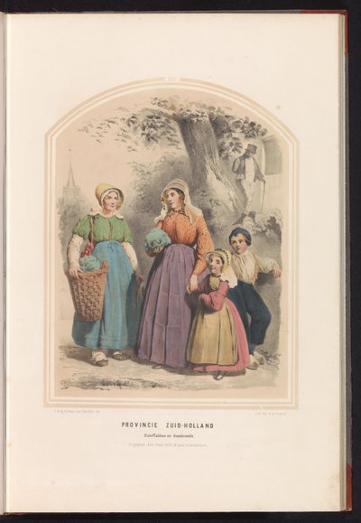 Klederdracht van Overflakkee en Goedereede in Zuid-Holland, 1857 door Ruurt de Vries