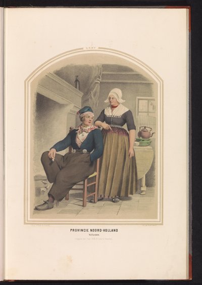 Klederdracht van Volendam in Noord-Holland, 1857 door Ruurt de Vries