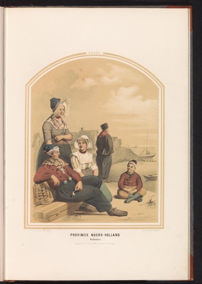 Klederdracht van Volendam in Noord-Holland, 1857 door Ruurt de Vries
