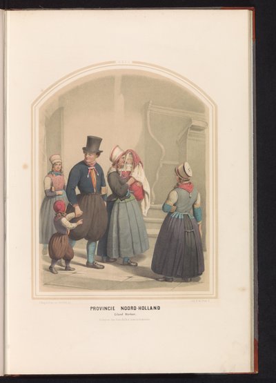 Klederdracht van eiland Marken in Noord-Holland, 1857 door Ruurt de Vries