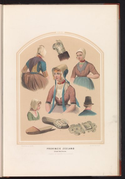 Klederdracht van eiland Walcheren in Zeeland, 1857 door Ruurt de Vries