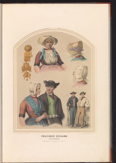 Klederdracht van eiland Zuid-Beveland in Zeeland, 1857 door Ruurt de Vries