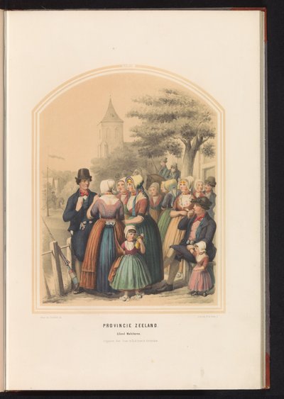 Klederdracht van het eiland Walcheren in Zeeland, 1857 door Ruurt de Vries