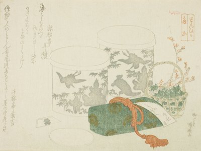 Een Paar Dozen, een Brievenbus en Pruimenbloesems door Ryuryukyo Shinsai